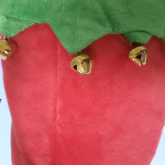 New Elf Christmas Red House Slippers Plush w/Jingle Bells Holidays Size 7/8 - Picture 5 of 7